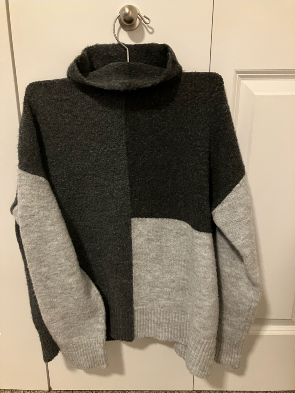 Karen Kane Three-Tone Gray Turtleneck Sweater